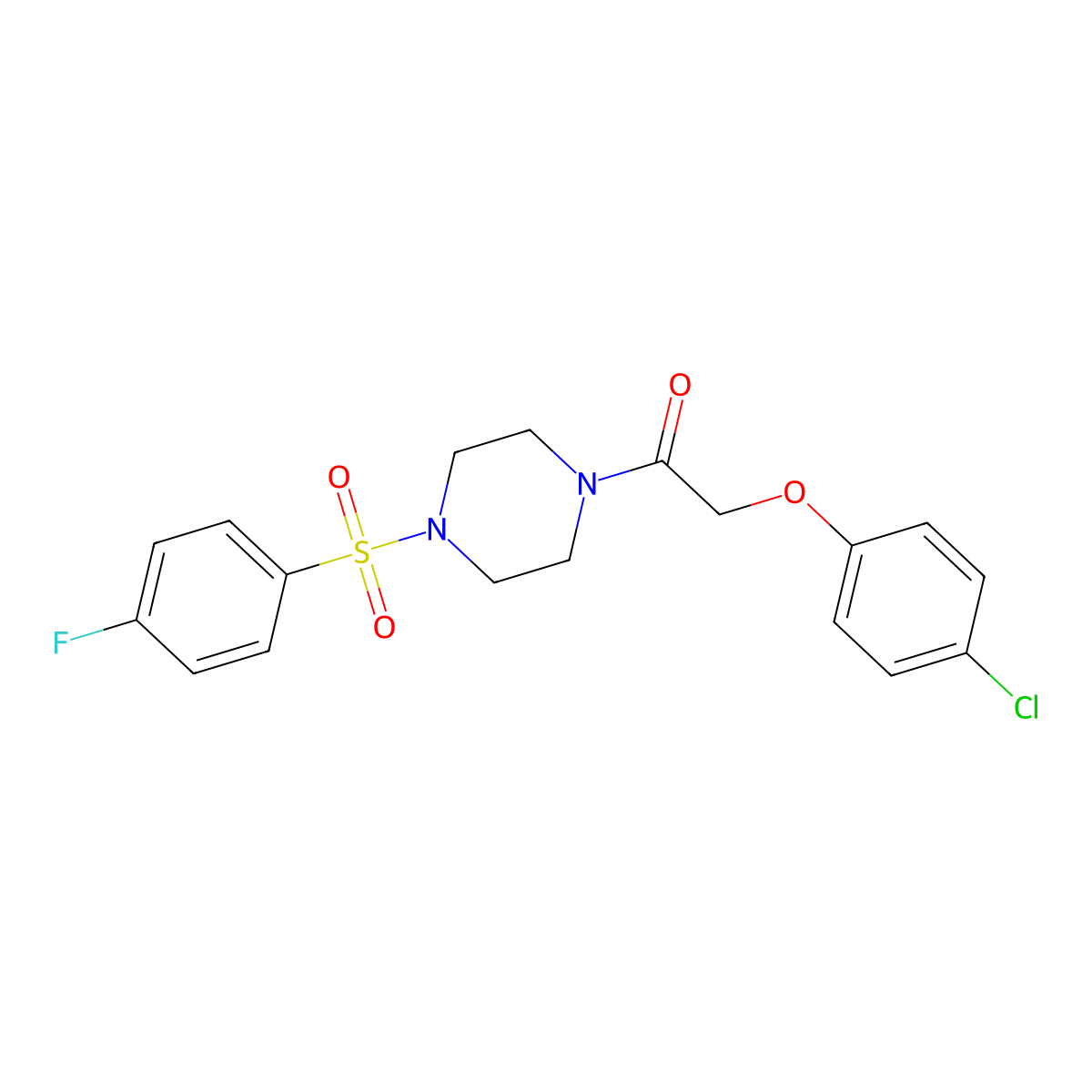2-(4-Chlorophenoxy)-1-[4-(4-fluorophenyl)sulfonylpiperazin-1-yl]ethanone molecular structure, CAS 428850-79-7