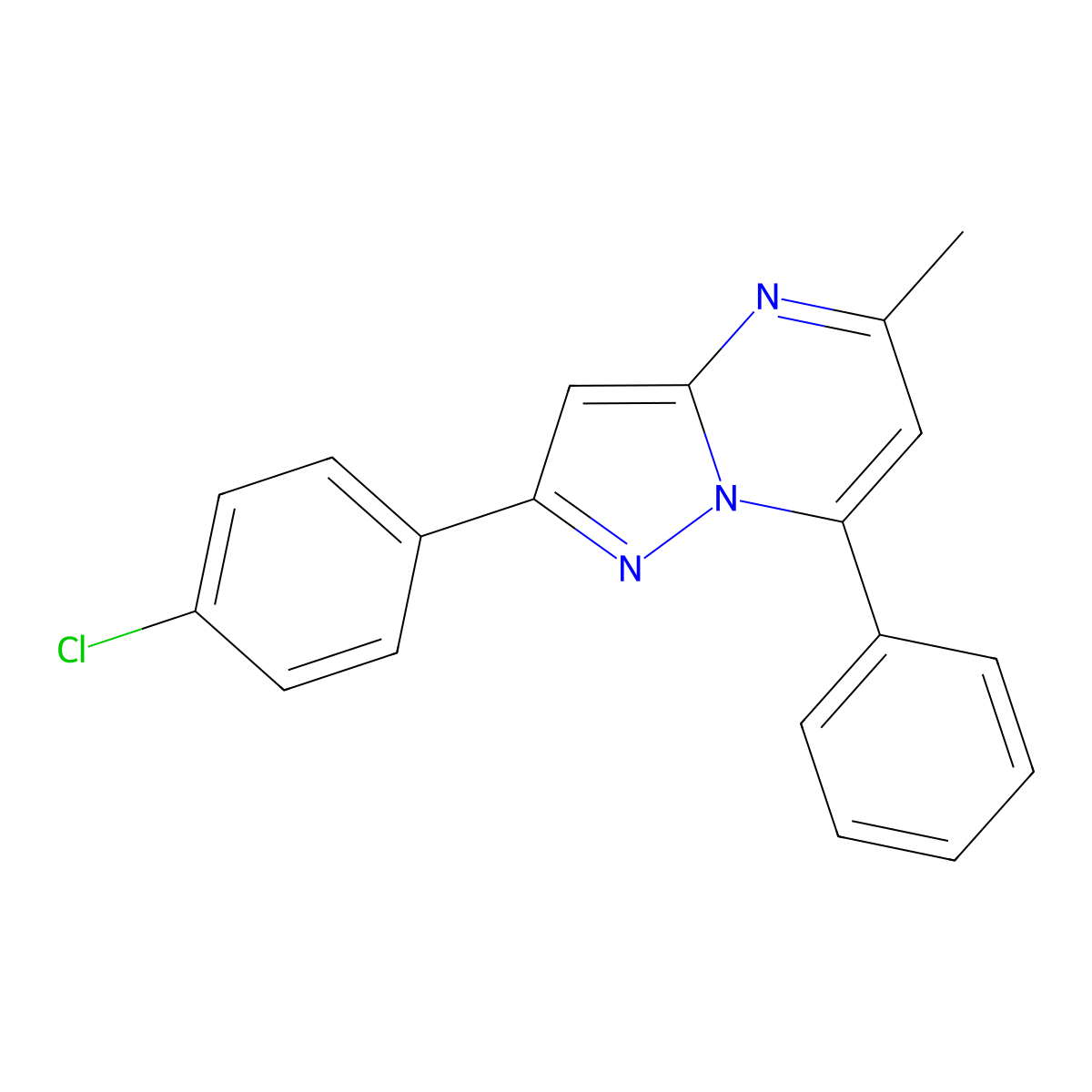 2-(4-Chlorophenyl)-5-methyl-7-phenylpyrazolo[1,5-a]pyrimidine molecular structure, CAS 428850-91-3