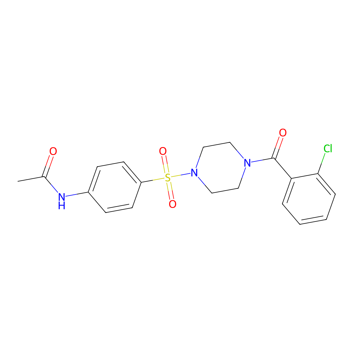 N-[4-[4-(2-chlorobenzoyl)piperazin-1-yl]sulfonylphenyl]acetamide molecular structure, CAS 428850-93-5