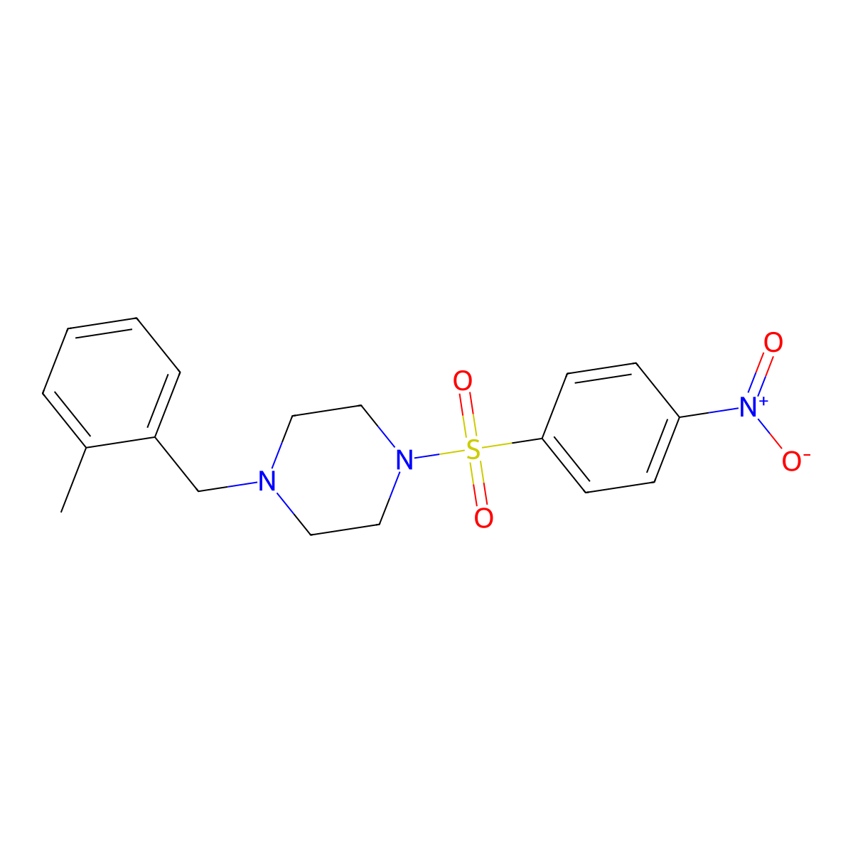 1-[(2-Methylphenyl)methyl]-4-(4-nitrophenyl)sulfonylpiperazine molecular structure, CAS 428850-98-0