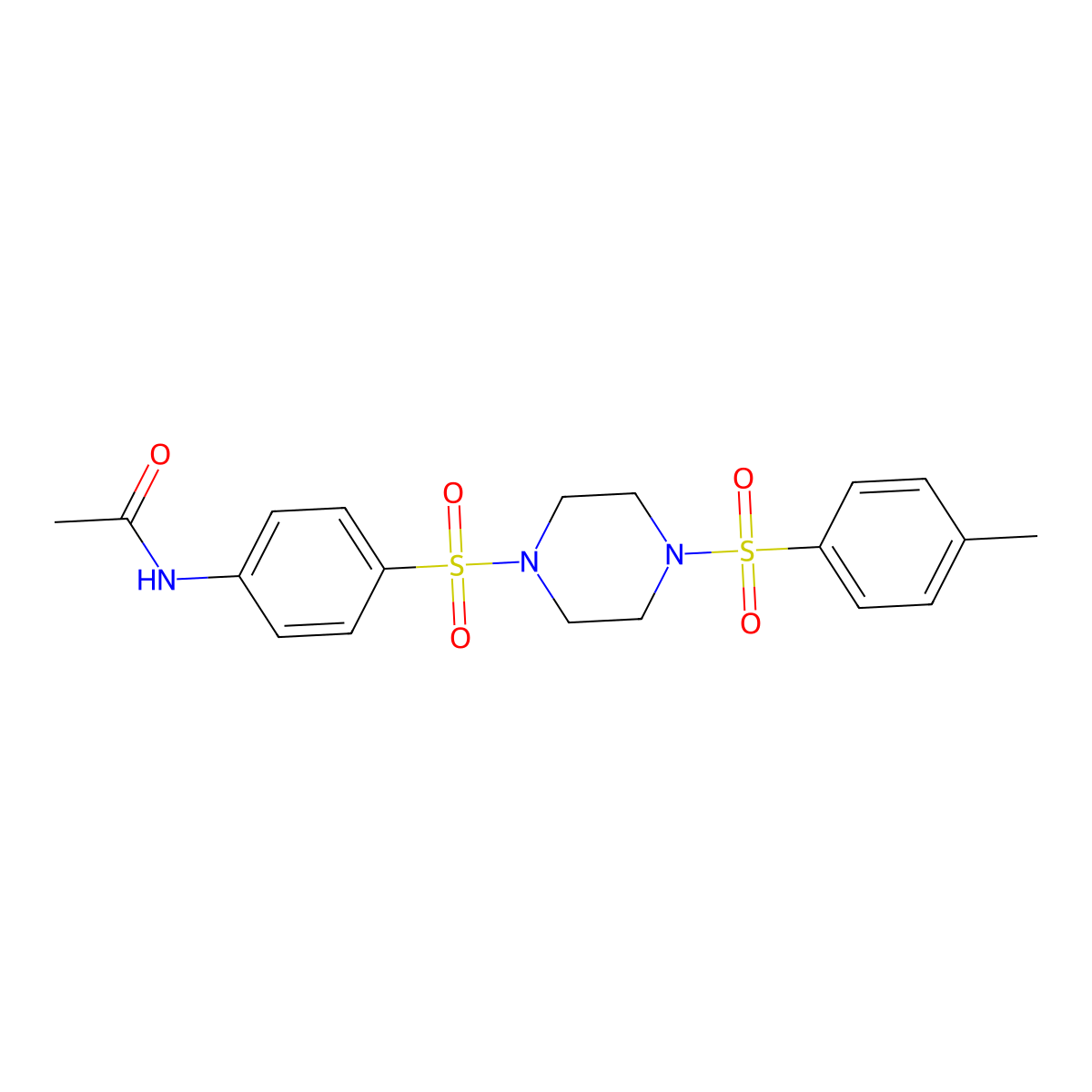 N-[4-[4-(4-methylphenyl)sulfonylpiperazin-1-yl]sulfonylphenyl]acetamide molecular structure, CAS 428851-03-0