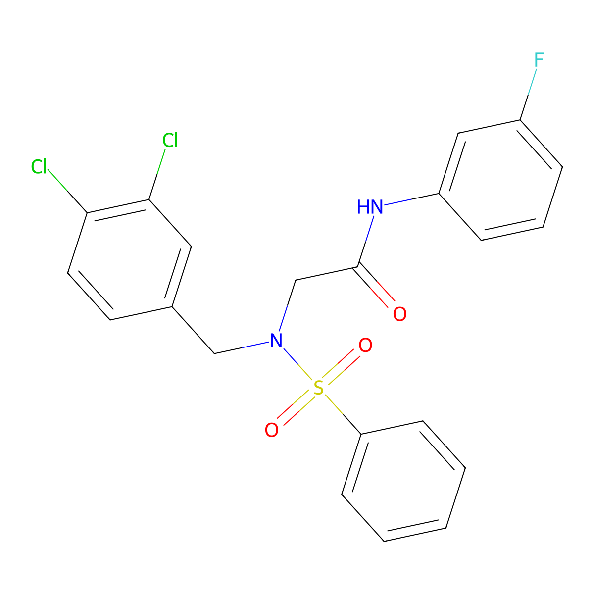 2-[benzenesulfonyl-[(3,4-dichlorophenyl)methyl]amino]-N-(3-fluorophenyl)acetamide molecular structure, CAS 428851-04-1