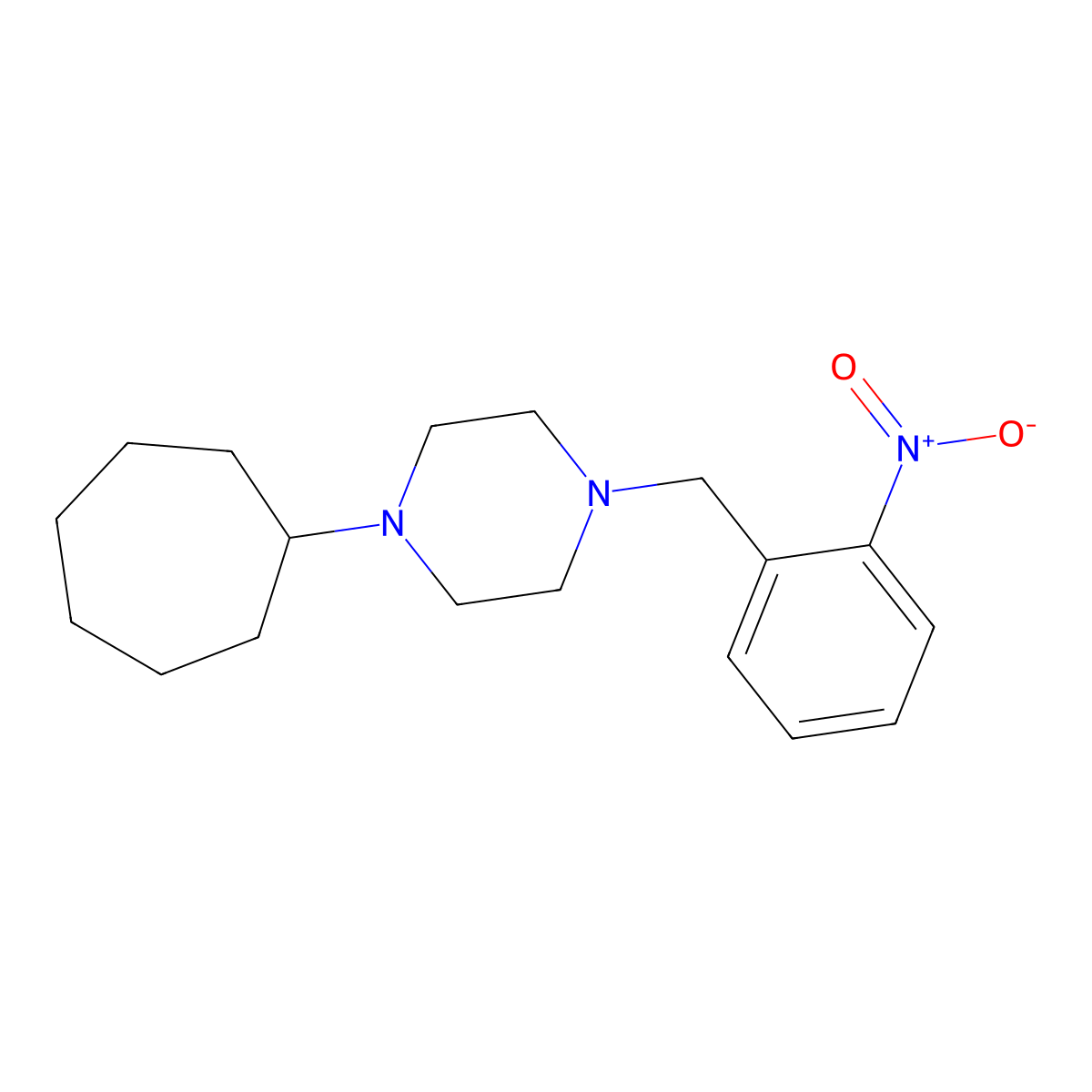 1-Cycloheptyl-4-[(2-nitrophenyl)methyl]piperazine molecular structure, CAS 428851-12-1