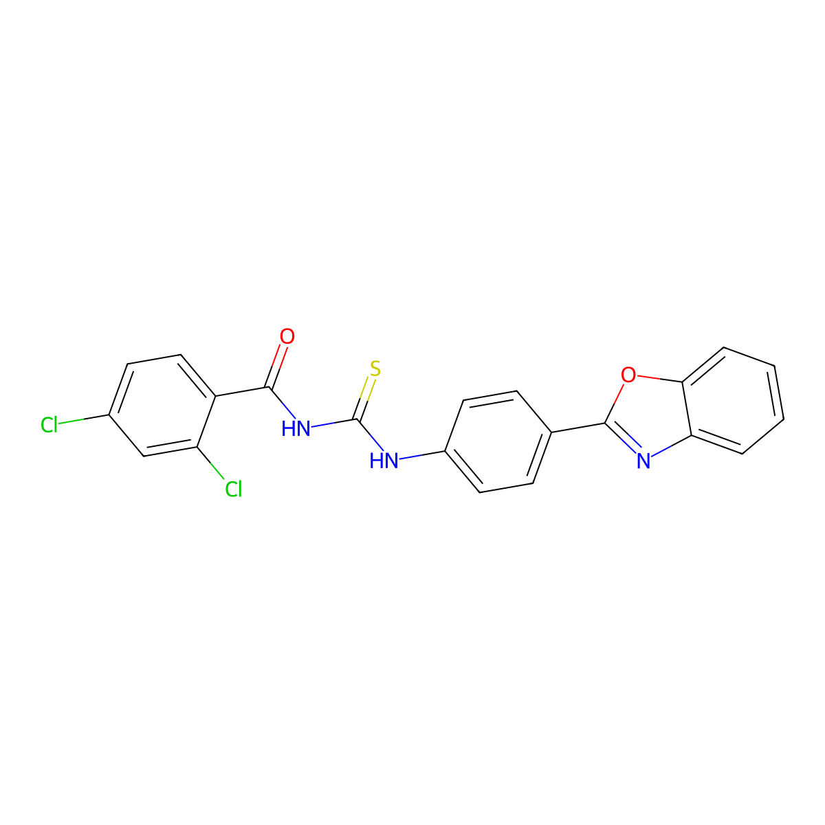N-[[4-(1,3-benzoxazol-2-yl)phenyl]carbamothioyl]-2,4-dichlorobenzamide molecular structure, CAS 428851-17-6