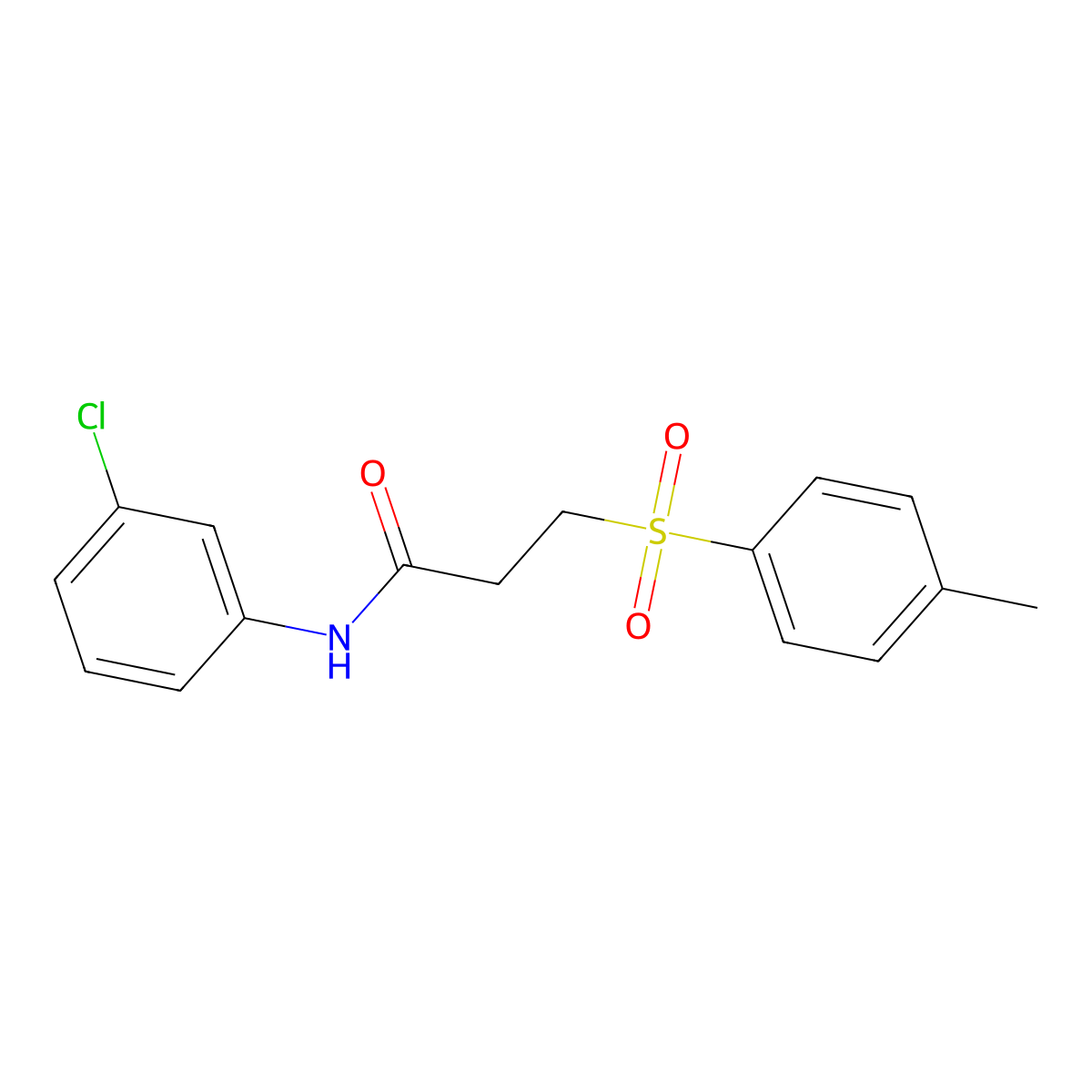 N-(3-chlorophenyl)-3-(4-methylphenyl)sulfonylpropanamide molecular structure, CAS 428851-18-7