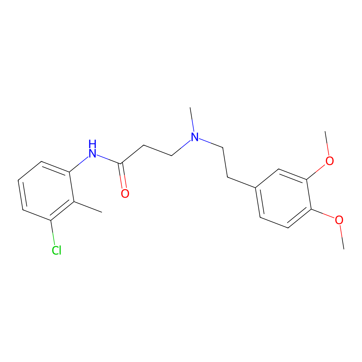 N-(3-chloro-2-methylphenyl)-3-[2-(3,4-dimethoxyphenyl)ethyl-methylamino]propanamide molecular structure, CAS 428851-21-2