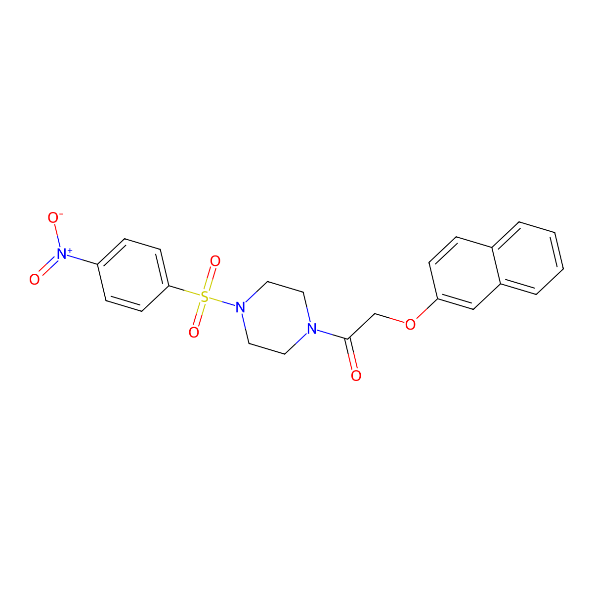 2-Naphthalen-2-yloxy-1-[4-(4-nitrophenyl)sulfonylpiperazin-1-yl]ethanone molecular structure, CAS 428851-22-3
