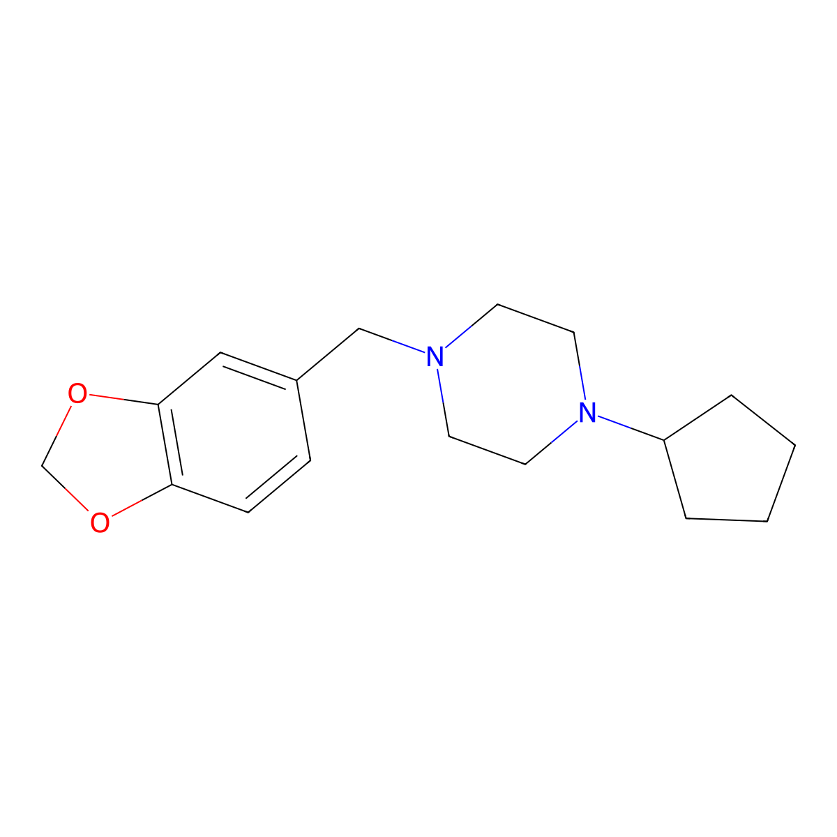 1-(1,3-Benzodioxol-5-ylmethyl)-4-cyclopentylpiperazine molecular structure, CAS 428851-25-6