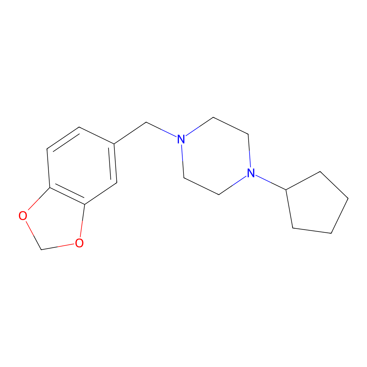 1-(1,3-Benzodioxol-5-ylmethyl)-4-cyclopentylpiperazine molecular structure, CAS 428851-25-6