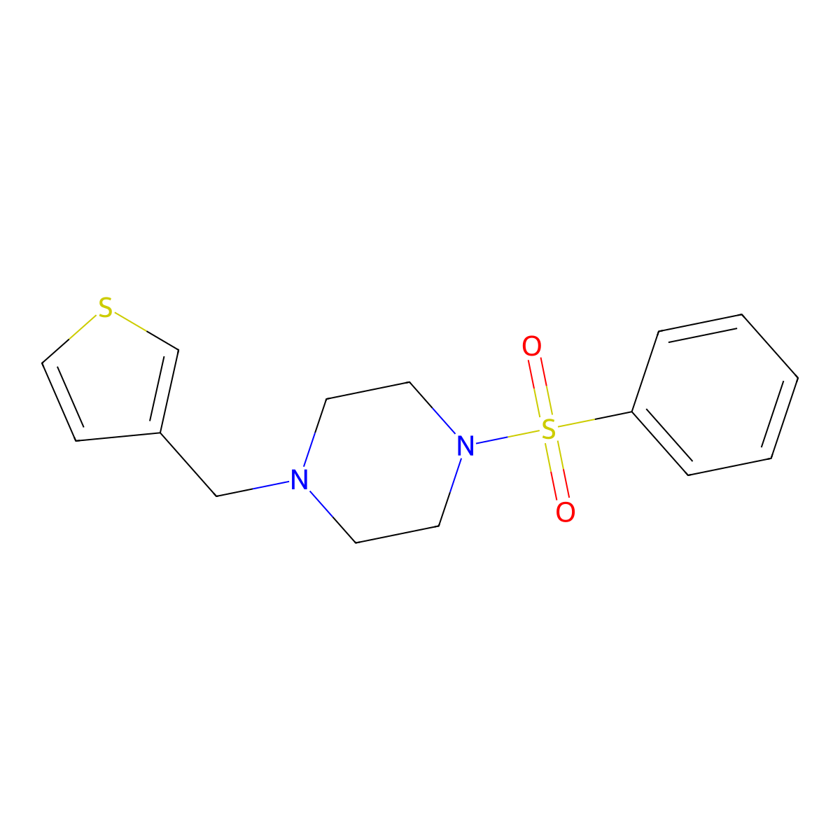 1-(Benzenesulfonyl)-4-(thiophen-3-ylmethyl)piperazine molecular structure, CAS 428851-27-8