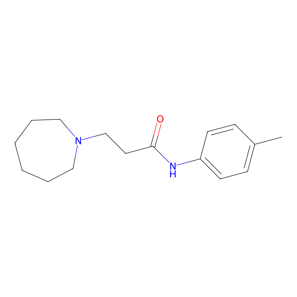 3-(azepan-1-yl)-N-(4-methylphenyl)propanamide molecular structure, CAS 428851-28-9
