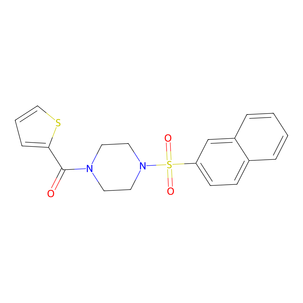 (4-Naphthalen-2-ylsulfonylpiperazin-1-yl)-thiophen-2-ylmethanone molecular structure, CAS 428851-32-5