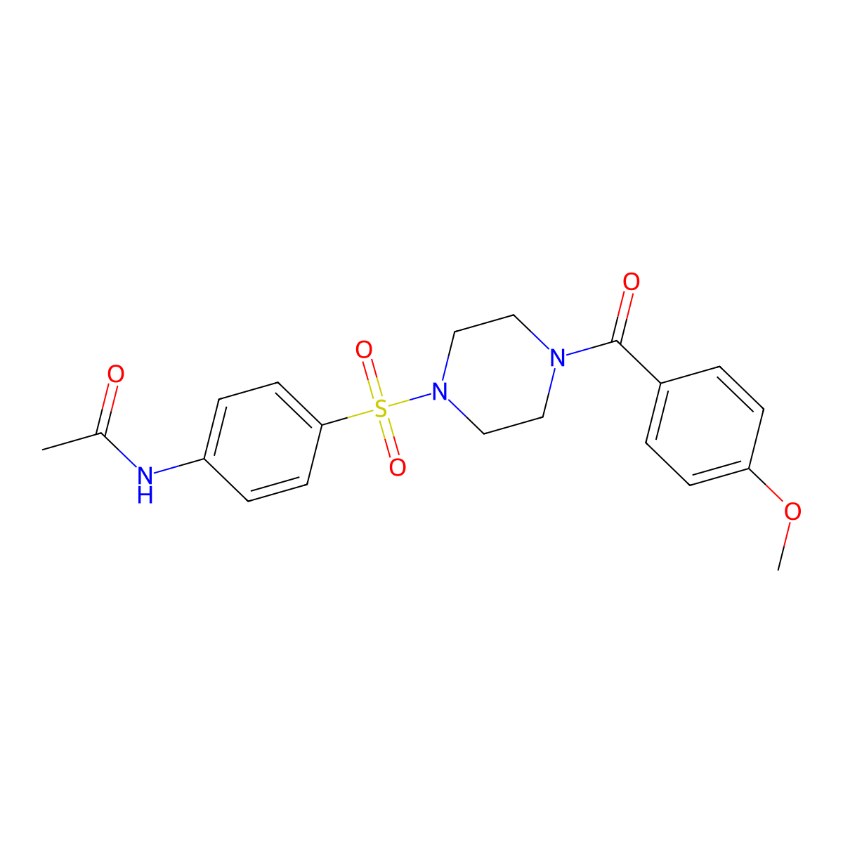N-(4-((4-(4-methoxybenzoyl)piperazin-1-yl)sulfonyl)phenyl)acetamide molecular structure, CAS 428851-34-7