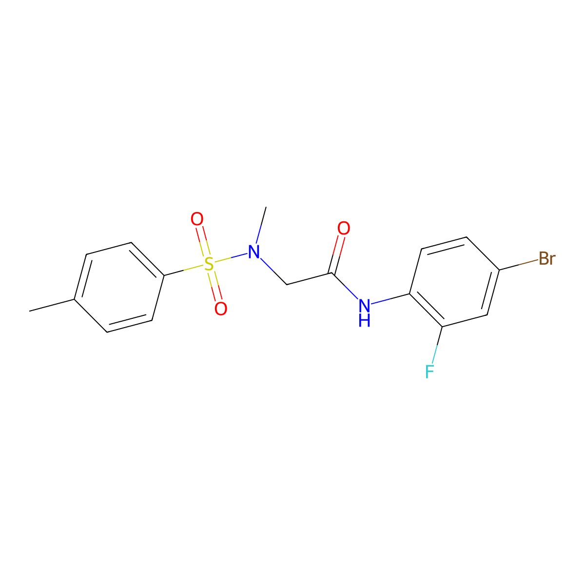 N-(4-bromo-2-fluorophenyl)-2-[methyl-(4-methylphenyl)sulfonylamino]acetamide molecular structure, CAS 428851-38-1