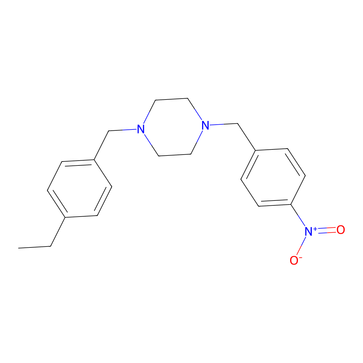1-[(4-Ethylphenyl)methyl]-4-[(4-nitrophenyl)methyl]piperazine molecular structure, CAS 428851-40-5