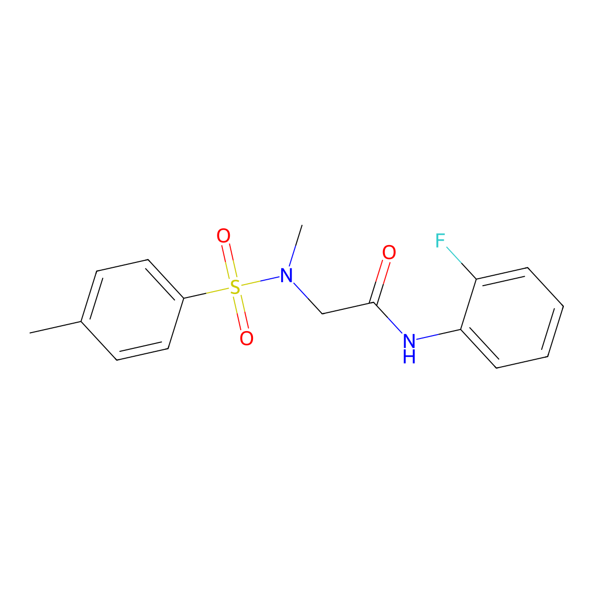 N-(2-fluorophenyl)-2-[methyl-(4-methylphenyl)sulfonylamino]acetamide molecular structure, CAS 428851-45-0