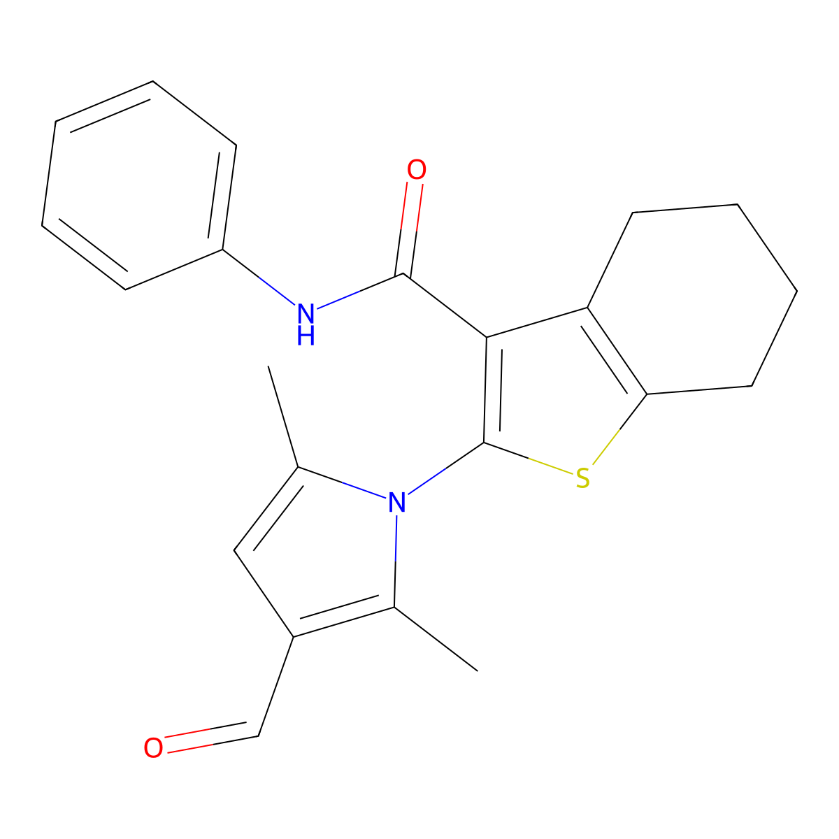 2-(3-formyl-2,5-dimethyl-1H-pyrrol-1-yl)-N-phenyl-4,5,6,7-tetrahydro-1-benzothiophene-3-carboxamide molecular structure, CAS 428851-57-4