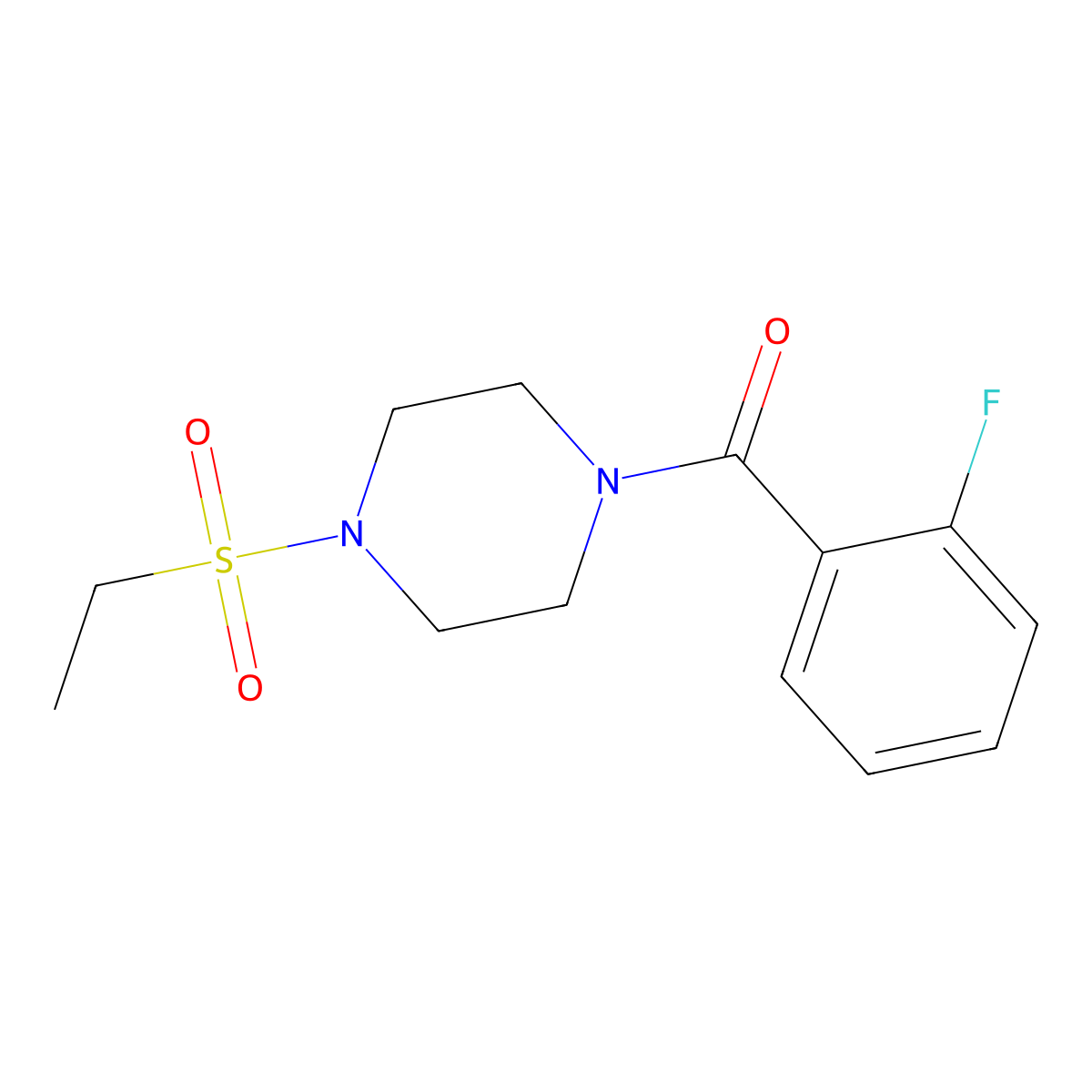 (4-Ethylsulfonylpiperazin-1-yl)-(2-fluorophenyl)methanone molecular structure, CAS 428851-65-4