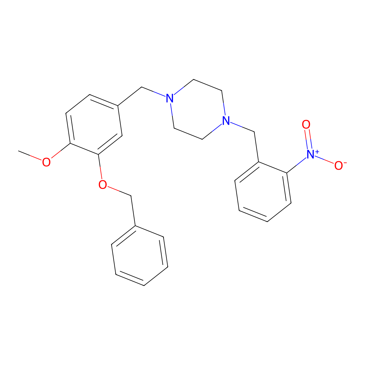 1-[3-(Benzyloxy)-4-methoxybenzyl]-4-(2-nitrobenzyl)piperazine molecular structure, CAS 428851-69-8