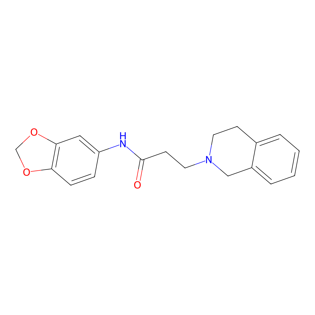 N-(1,3-benzodioxol-5-yl)-3-(3,4-dihydro-1H-isoquinolin-2-yl)propanamide molecular structure, CAS 428851-83-6
