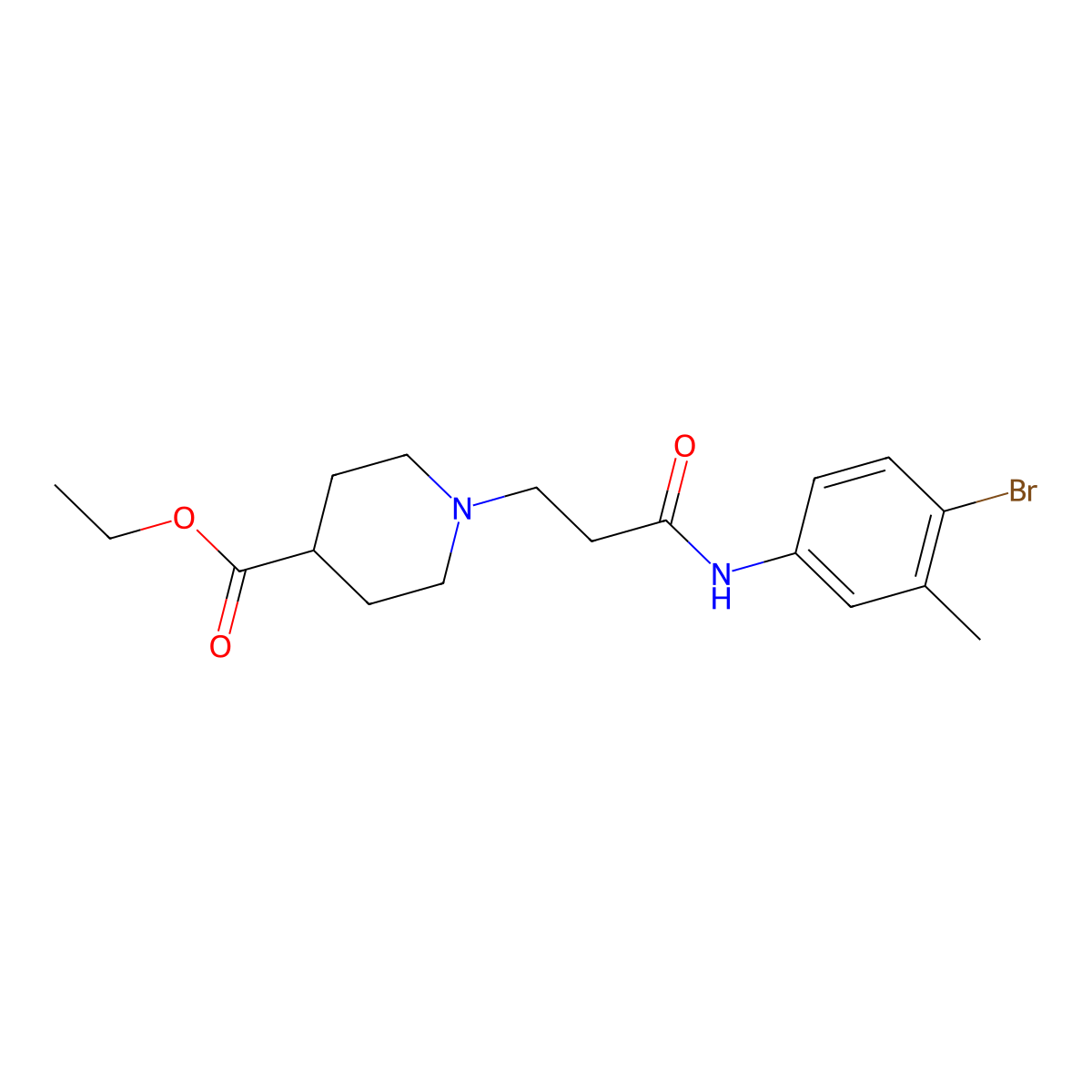 Ethyl 1-[3-(4-bromo-3-methylanilino)-3-oxopropyl]-4-piperidinecarboxylate molecular structure, CAS 428851-86-9