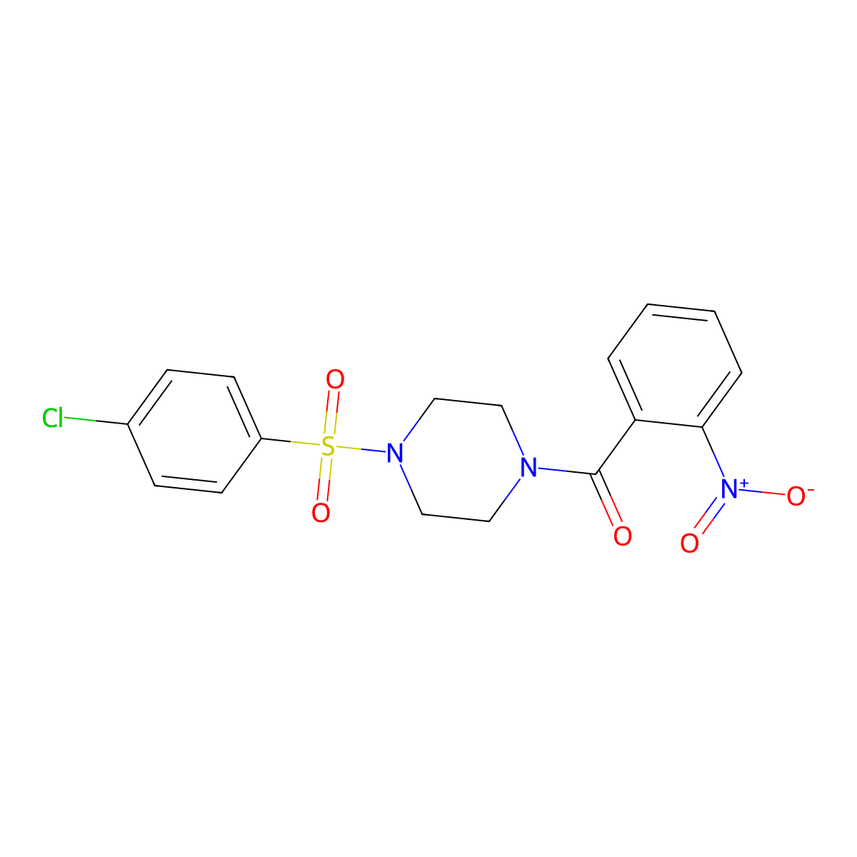 1-(4-Chlorobenzenesulfonyl)-4-(2-nitrobenzoyl)piperazine molecular structure, CAS 428851-87-0