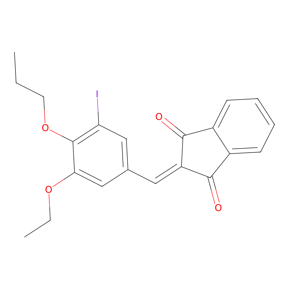 2-(3-ethoxy-5-iodo-4-propoxybenzylidene)-1H-indene-1,3(2H)-dione molecular structure, CAS 428851-89-2