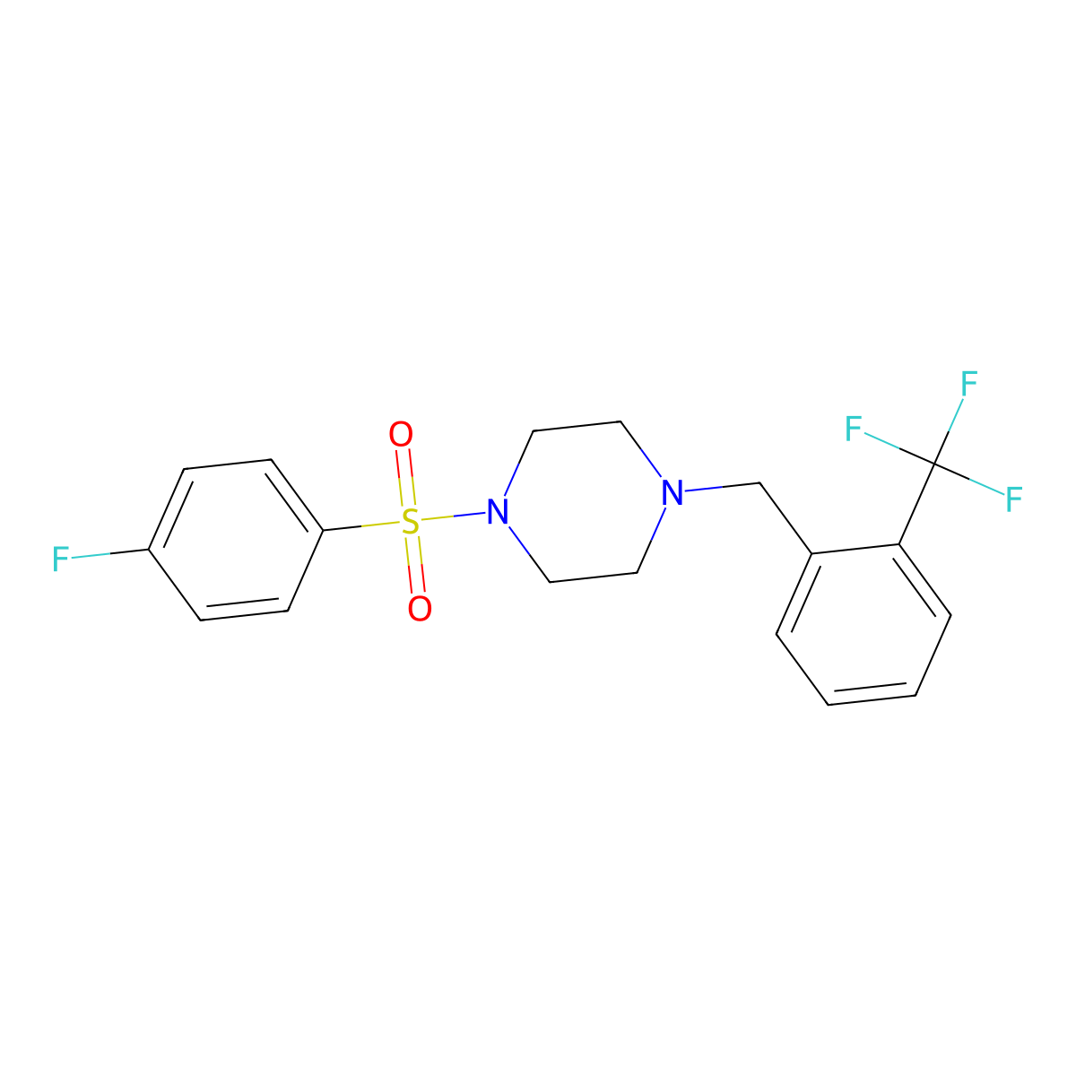 1-(4-Fluorophenyl)sulfonyl-4-[[2-(trifluoromethyl)phenyl]methyl]piperazine molecular structure, CAS 428851-90-5