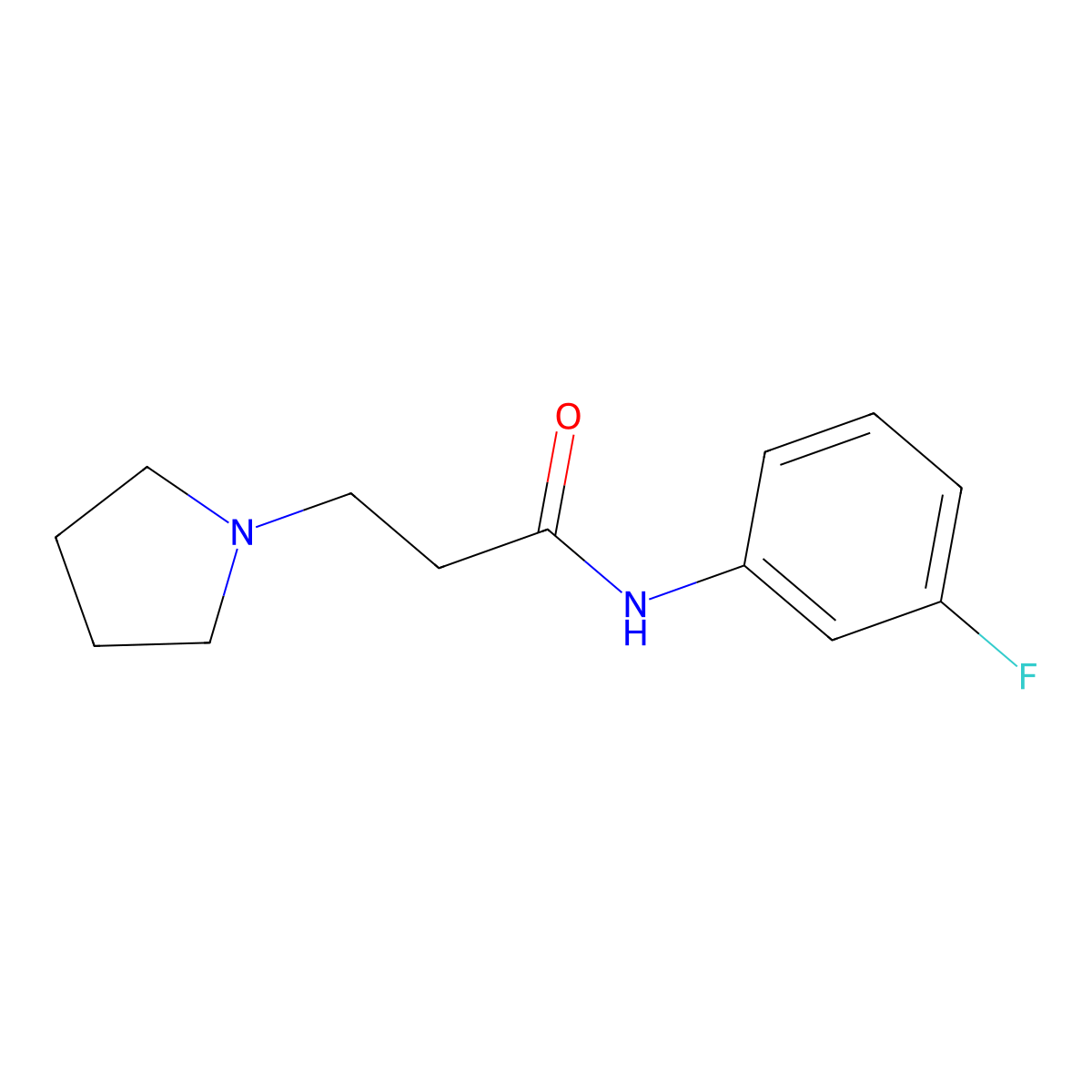 N-(3-fluorophenyl)-3-pyrrolidin-1-ylpropanamide molecular structure, CAS 428851-95-0