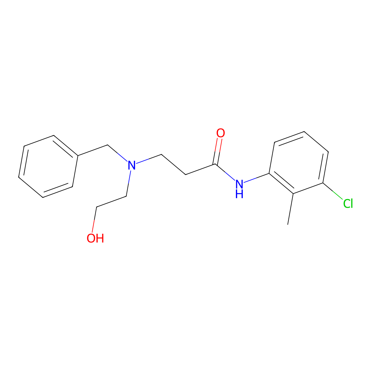 3-[benzyl(2-hydroxyethyl)amino]-N-(3-chloro-2-methylphenyl)propanamide molecular structure, CAS 428852-06-6