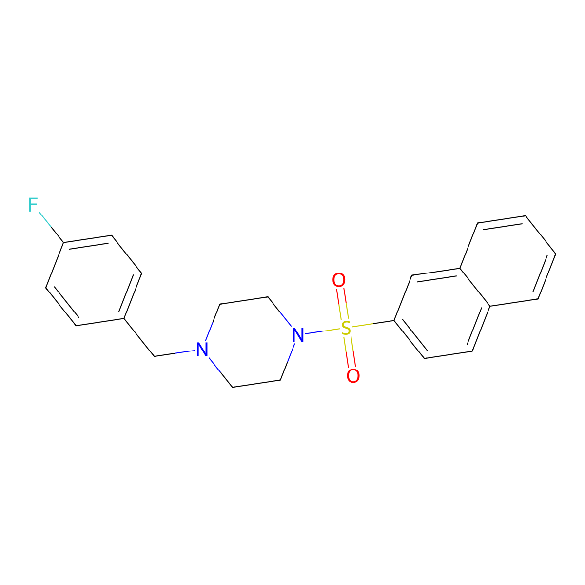 1-[(4-Fluorophenyl)methyl]-4-naphthalen-2-ylsulfonylpiperazine molecular structure, CAS 428852-11-3