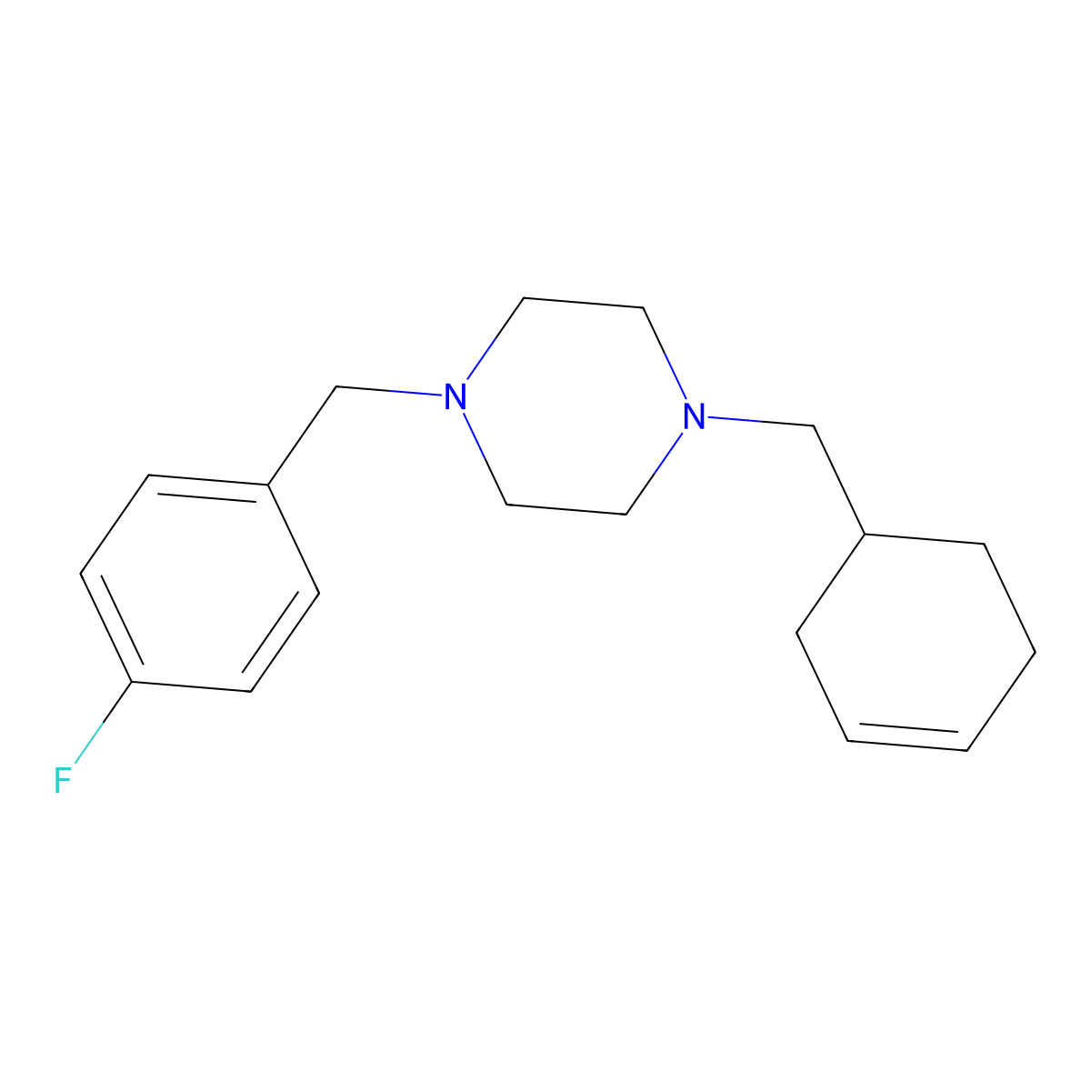 1-(Cyclohex-3-en-1-ylmethyl)-4-(4-fluorobenzyl)piperazine molecular structure, CAS 428852-12-4