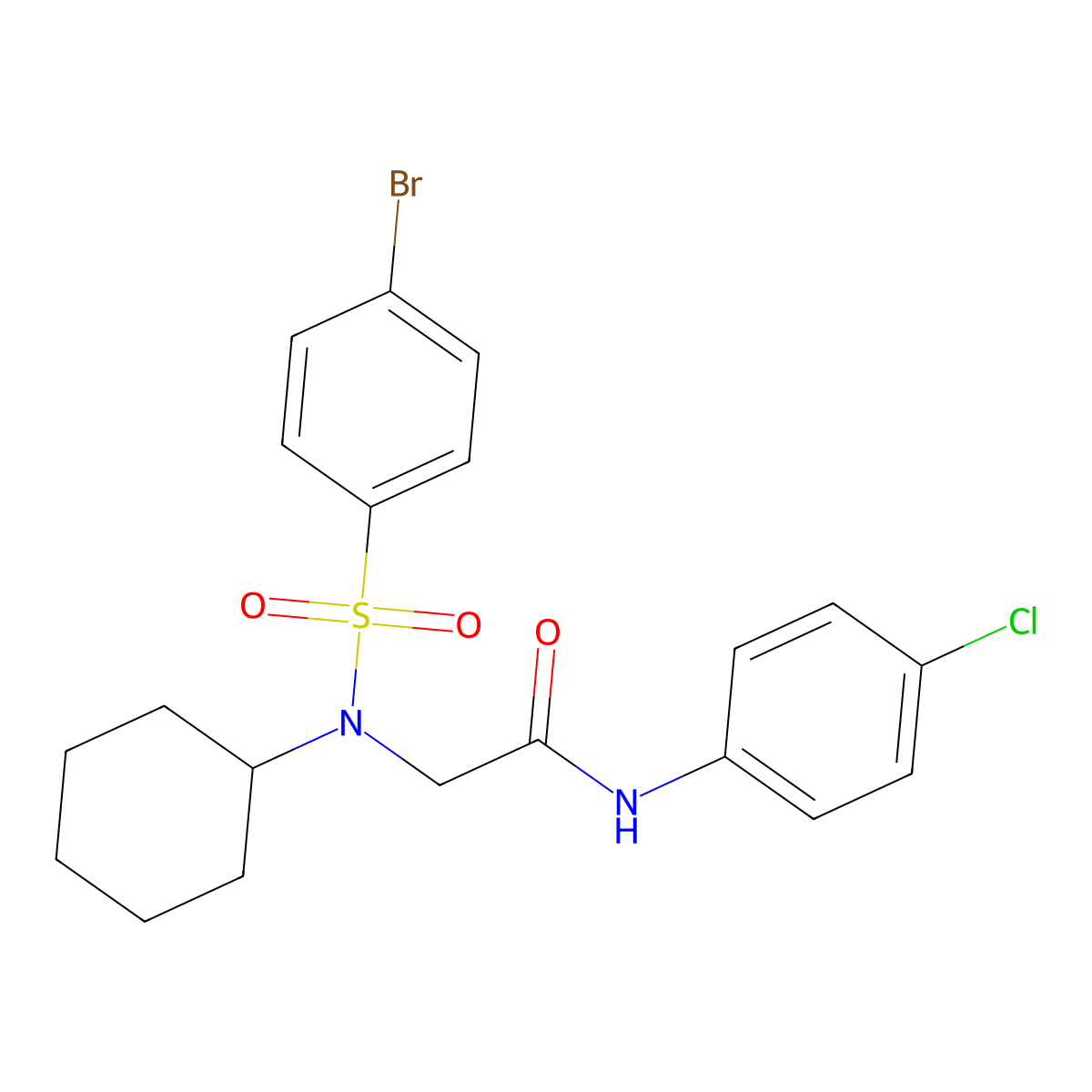2-[(4-bromophenyl)sulfonyl-cyclohexylamino]-N-(4-chlorophenyl)acetamide molecular structure, CAS 428852-14-6