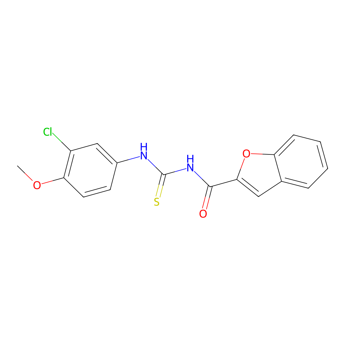 N-[(3-chloro-4-methoxyphenyl)carbamothioyl]-1-benzofuran-2-carboxamide molecular structure, CAS 428852-19-1