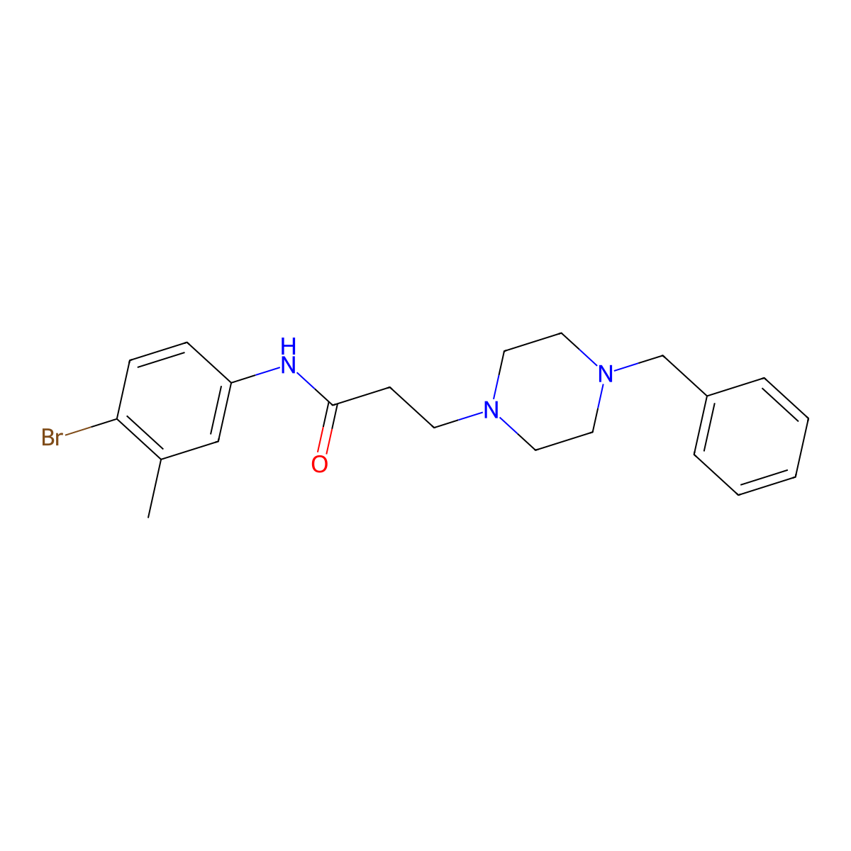 3-(4-benzylpiperazin-1-yl)-N-(4-bromo-3-methylphenyl)propanamide molecular structure, CAS 428852-22-6