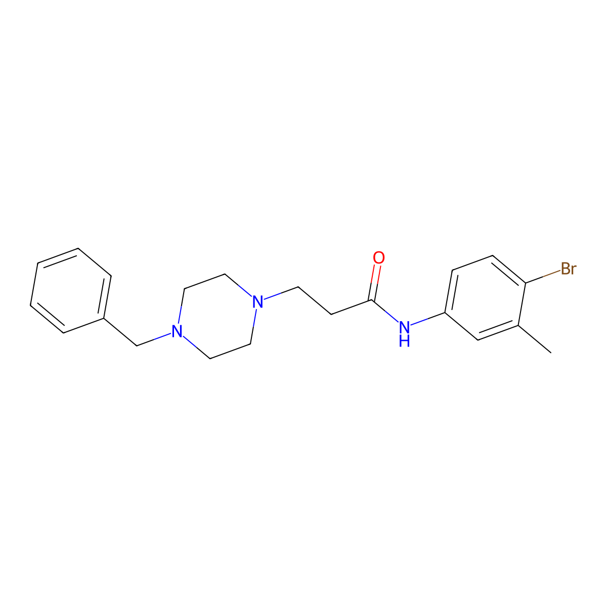 3-(4-benzylpiperazin-1-yl)-N-(4-bromo-3-methylphenyl)propanamide molecular structure, CAS 428852-22-6