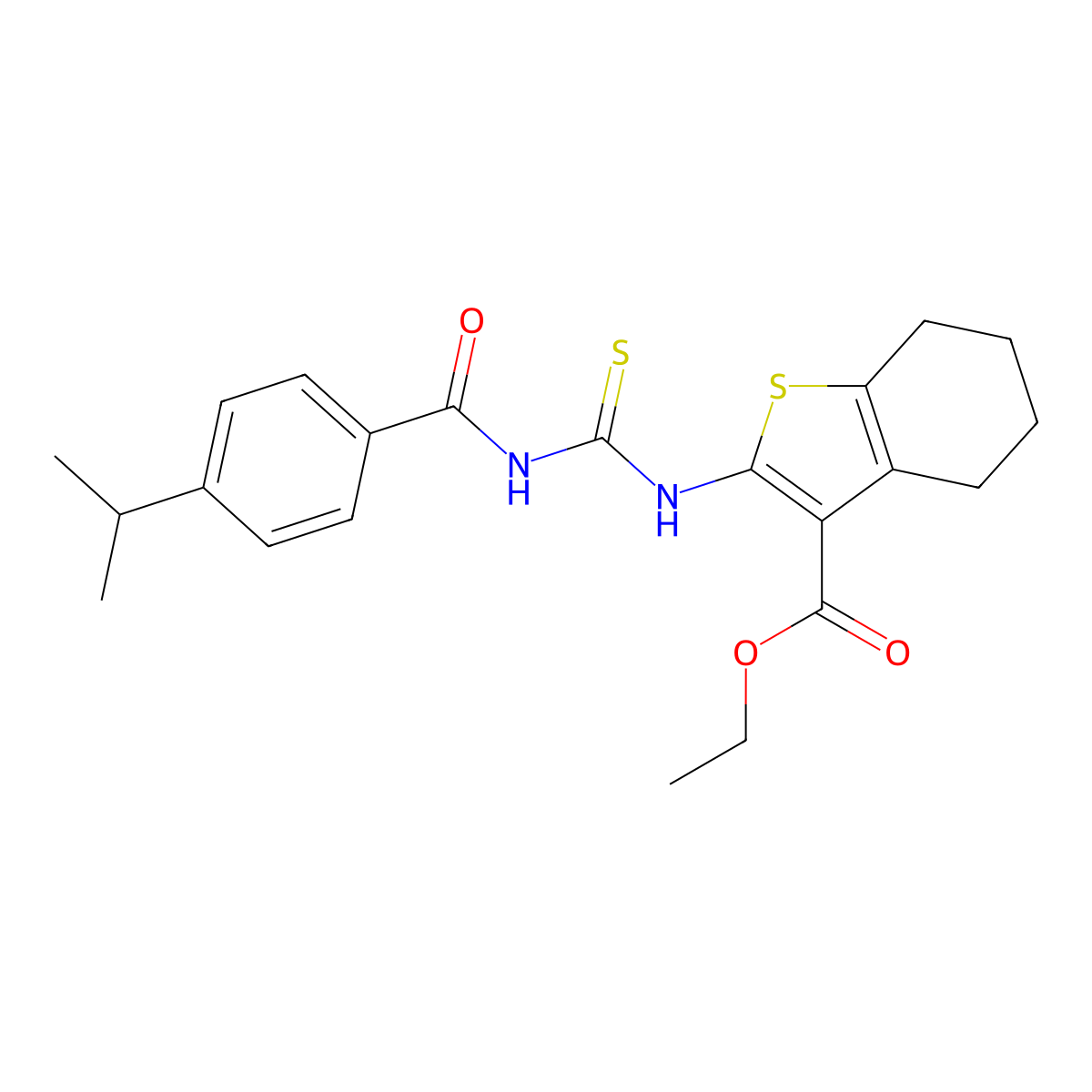 Ethyl 2-[({[4-(propan-2-yl)phenyl]carbonyl}carbamothioyl)amino]-4,5,6,7-tetrahydro-1-benzothiophene-3-carboxylate molecular structure, CAS 428852-25-9