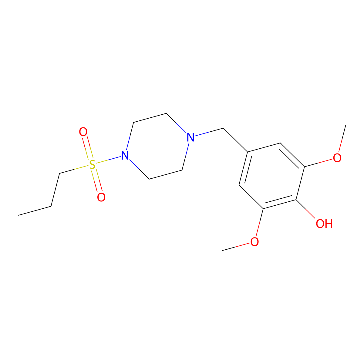 2,6-Dimethoxy-4-[(4-propylsulfonylpiperazin-1-yl)methyl]phenol molecular structure, CAS 428852-32-8