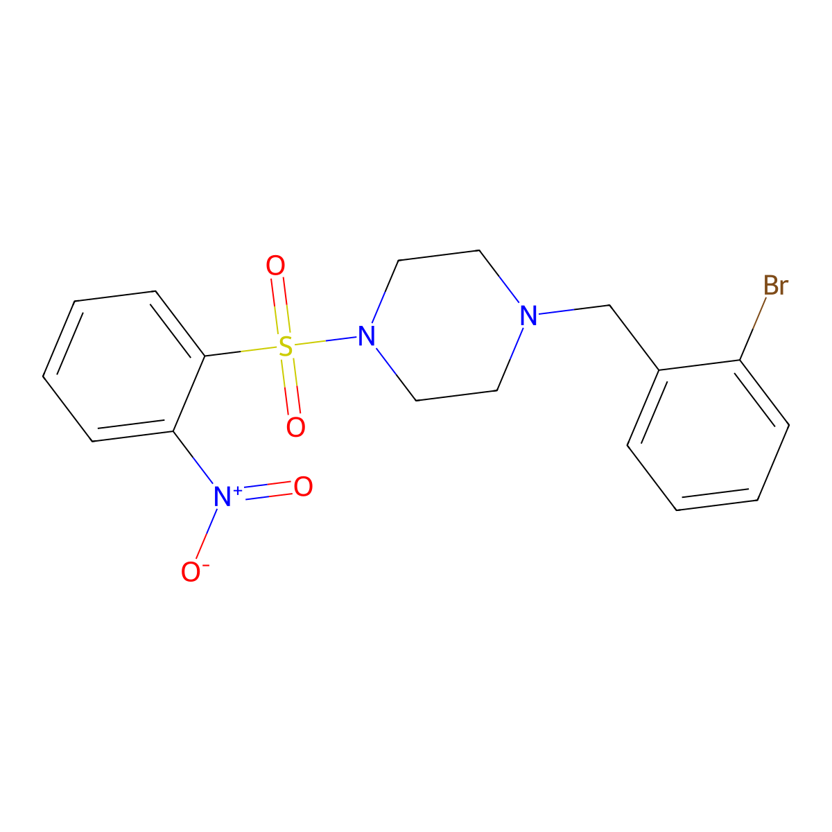 1-(2-Bromobenzyl)-4-[(2-nitrophenyl)sulfonyl]piperazine molecular structure, CAS 428852-36-2