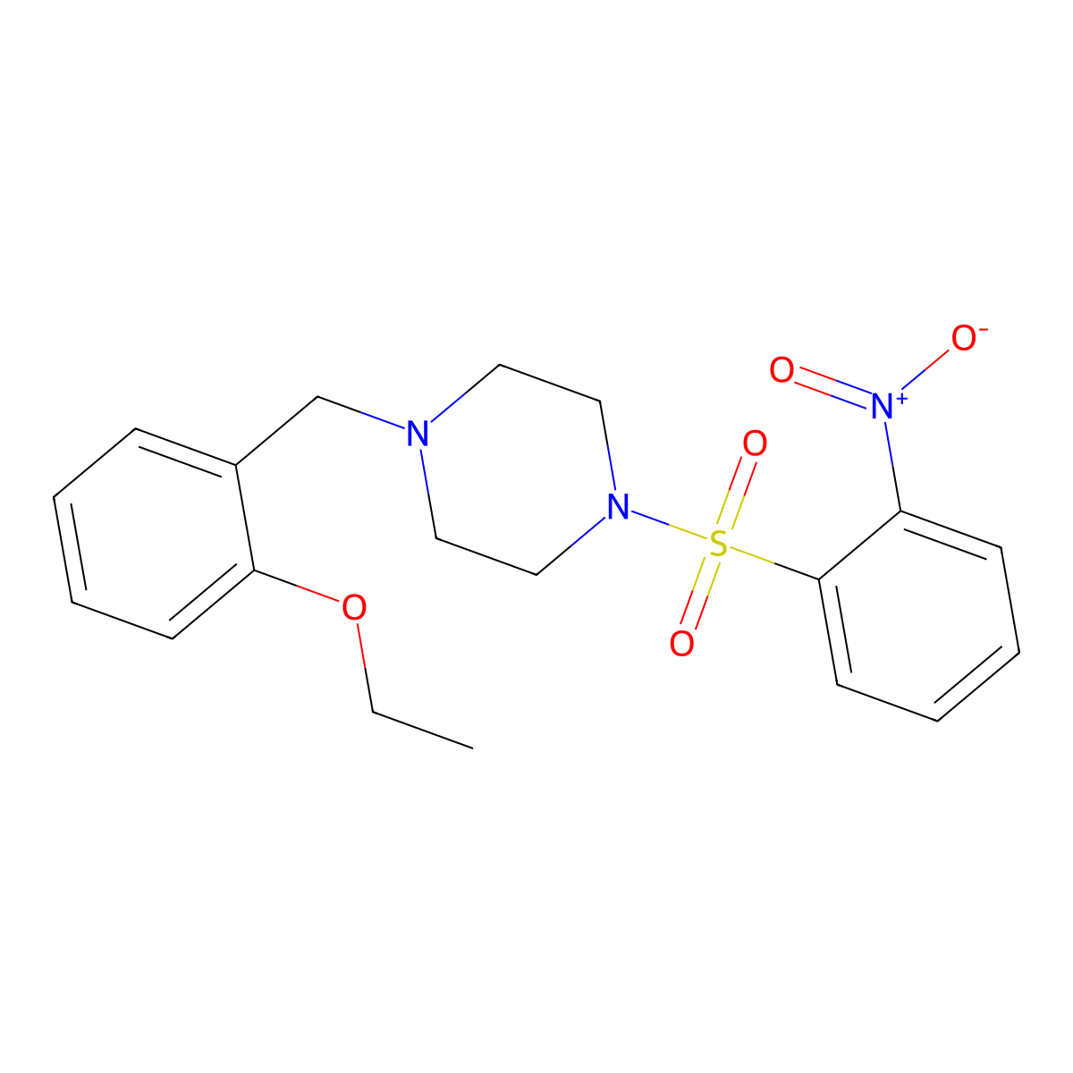 1-[(2-Ethoxyphenyl)methyl]-4-(2-nitrophenyl)sulfonylpiperazine molecular structure, CAS 428852-40-8