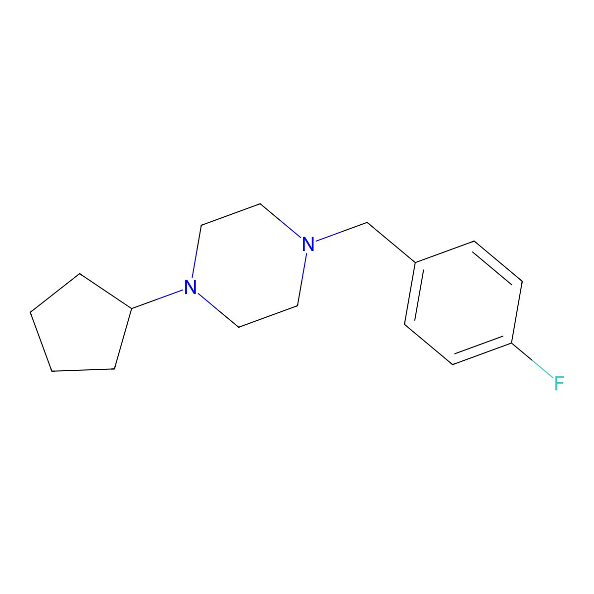 1-Cyclopentyl-4-(4-fluorobenzyl)piperazine molecular structure, CAS 428852-42-0