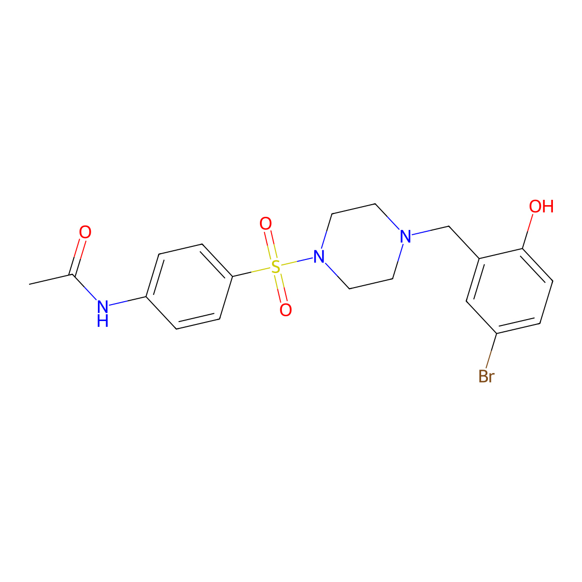 N-(4-((4-(5-bromo-2-hydroxybenzyl)piperazin-1-yl)sulfonyl)phenyl)acetamide molecular structure, CAS 428852-45-3