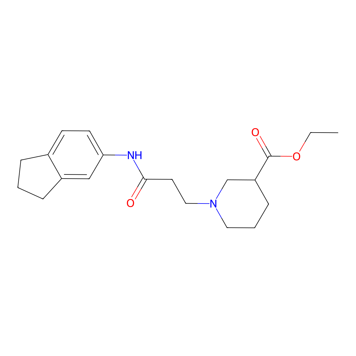 ethyl 1-[3-(2,3-dihydro-1H-inden-5-ylamino)-3-oxopropyl]piperidine-3-carboxylate molecular structure, CAS 428852-49-7