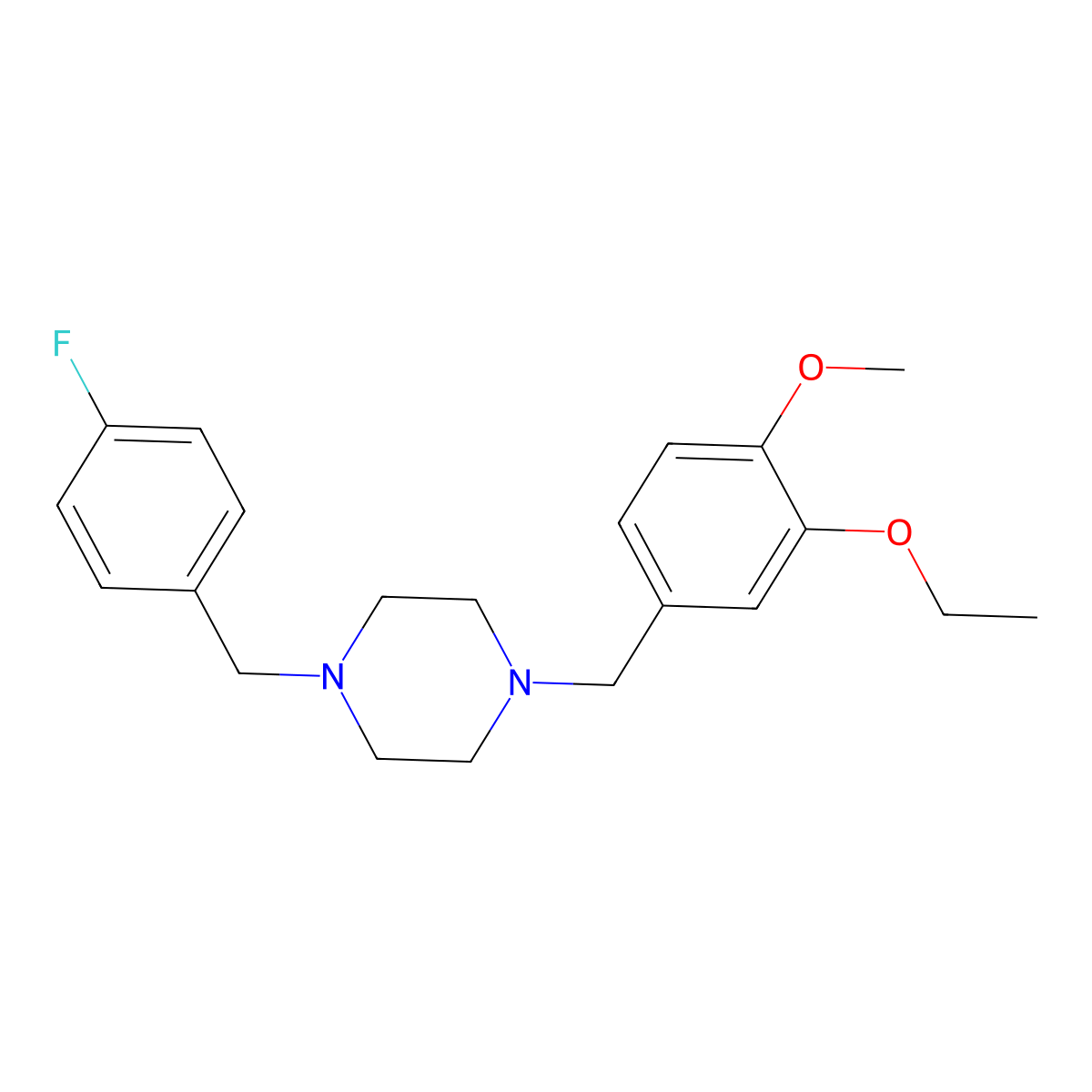 1-(3-Ethoxy-4-methoxybenzyl)-4-(4-fluorobenzyl)piperazine molecular structure, CAS 428852-53-3