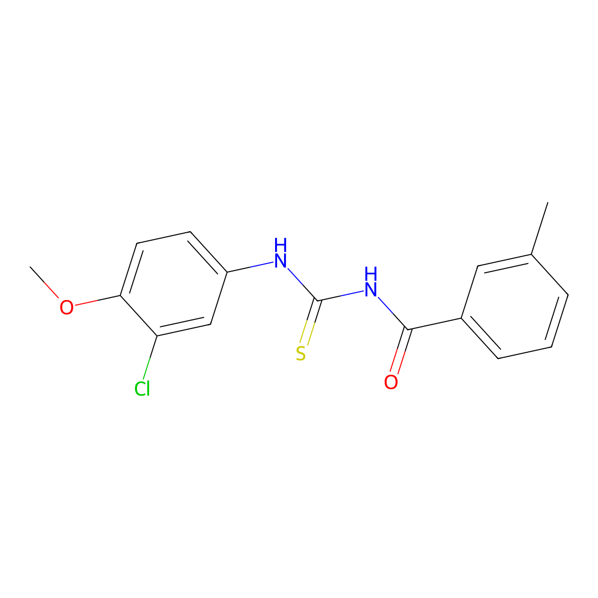 N-[(3-chloro-4-methoxyphenyl)carbamothioyl]-3-methylbenzamide molecular structure, CAS 428852-59-9