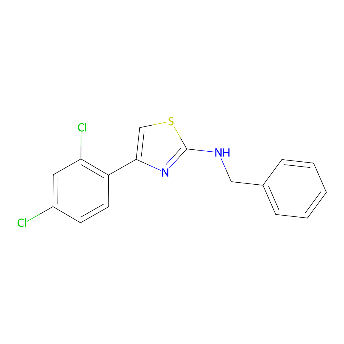 N-benzyl-4-(2,4-dichlorophenyl)-1,3-thiazol-2-amine molecular structure, CAS 428852-66-8