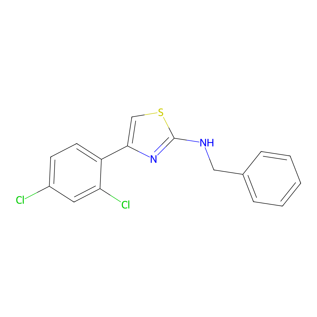 N-benzyl-4-(2,4-dichlorophenyl)-1,3-thiazol-2-amine molecular structure, CAS 428852-66-8