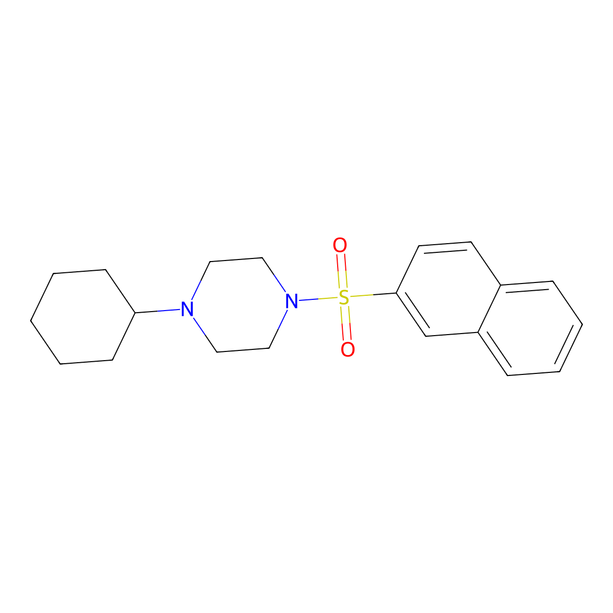 1-Cyclohexyl-4-naphthalen-2-ylsulfonylpiperazine molecular structure, CAS 428852-69-1