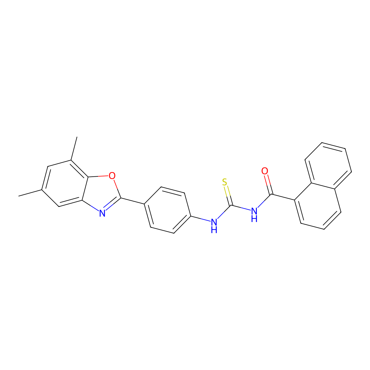 N-[[4-(5,7-dimethyl-1,3-benzoxazol-2-yl)phenyl]carbamothioyl]naphthalene-1-carboxamide molecular structure, CAS 428852-77-1