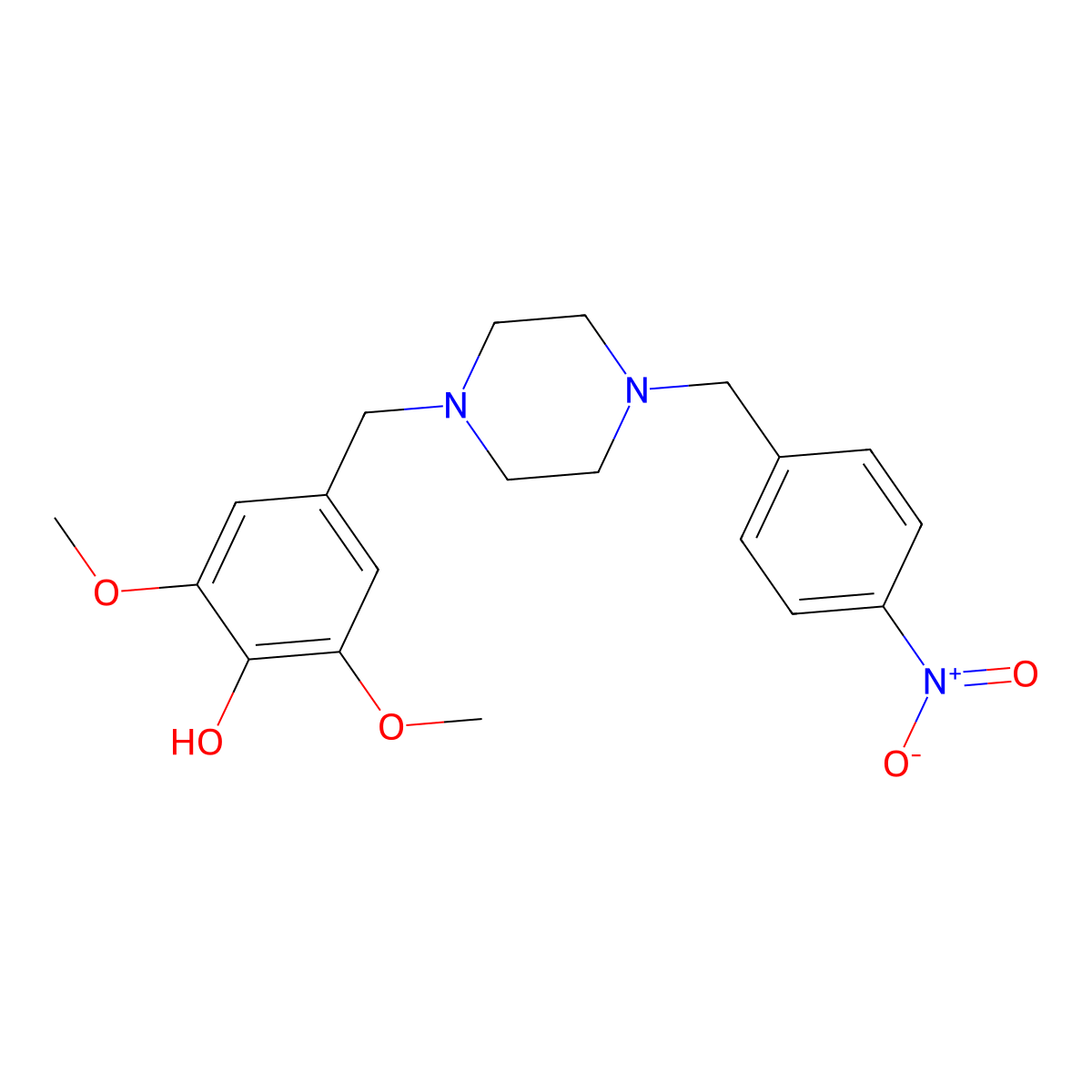 2,6-Dimethoxy-4-[[4-[(4-nitrophenyl)methyl]piperazin-1-yl]methyl]phenol molecular structure, CAS 428852-85-1